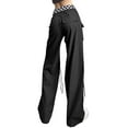 thumbnail image 5 of QAFOPEH Women Plaid Waist Pocket Drawstring Straight Solid Color Cargo Pants, 5 of 7