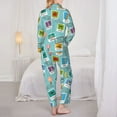 thumbnail image 6 of Wukai World Travel1 Print Women's Pajama Set - Soft Long Sleeve Sleepwear for Comfort and Style-Large, 6 of 9