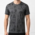 thumbnail image 5 of TKKCS Mens Graphic Crew Neck T-Shirt- Summer Casual Daily Wear Tropical Print Breathable Lightweight Short Sleeve Tees Dark Gray Size XS, 5 of 5