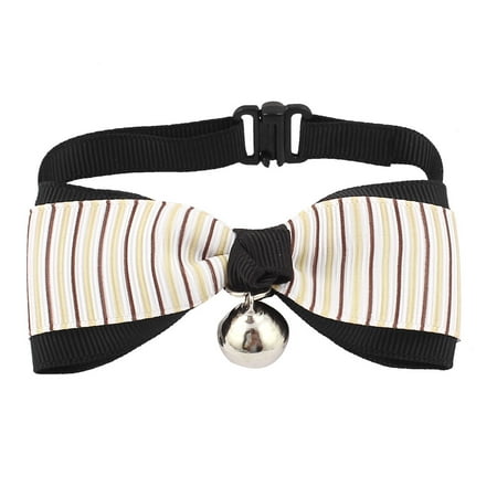 Collar Bowknot Stripe - Pet Puppy Stripe Pattern Bowknot Adjustable Bowtie Necktie Collar Coffee Color