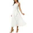 thumbnail image 3 of INSPIRE CHIC Women’s Casual Sleeveless Halter Neck Belted&nbsp;A-Line Cocktail Pleated Dress, 3 of 4