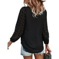 thumbnail image 6 of One opening Swiss Dot Tops for Women Lantern Sleeve V Neck Chiffon Blouses Casual Work Shirts, 6 of 9