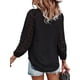 thumbnail image 5 of SAYOO - Camiseta de cuello en V de color sólido para mujer, blusa holgada de manga larga con decoración de flores, suéter holgado SAYOO  Moda, 5 of 9
