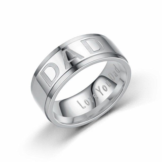 Unique Men 4-color Rose Gold Titanium Steel Ring Letter DAD Ring