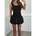 thumbnail image 4 of Yunliwuli Women's Mini Tank Dress Slim U Neck Sleeveless Ruched Bubble Hem Dress for Party Club, 4 of 8