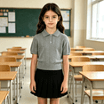 thumbnail image 6 of Girl Uniform Shirt Knit Collared Short Sleeve Fit Tops Summer Casual Solid School Tops for Girls, 6 of 7