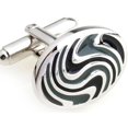 thumbnail image 3 of Classic Oval Enamel Cufflinks Snowflake Fingerprint Pattern Cuff Links Men's Jewelry Accessory|tie, 3 of 3