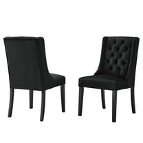 Side Dining Chair, Set of 2, Black, Velvet, Modern Contemporary, Kitchen Room Cafe Bistro Restaurant Hospitality