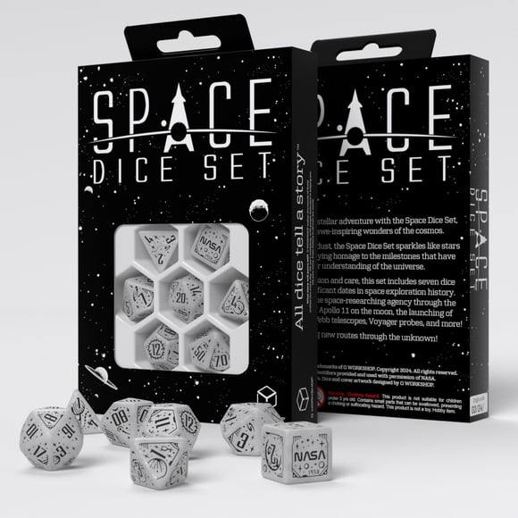 Set de Dados Q-Workshop Space Apollo RPG con 7 Dados Policédricos