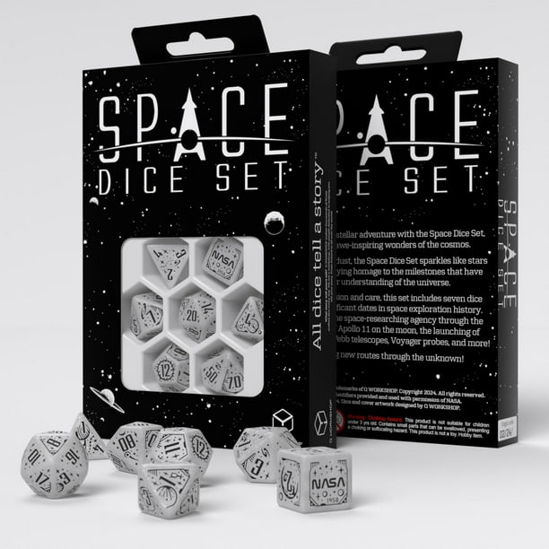 Set de Dados Q-Workshop Space Apollo RPG con 7 Dados Policédricos