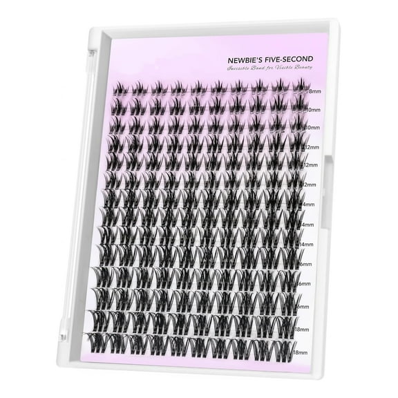 Lash Clusters Eyelash Extensions Thin & Invisible Band DIY Individual False Eyelashes Newbie's Five-Second Series Wispy Lash Tray for Self-application, Camellia Lashes 8-18mm Mixed Length
