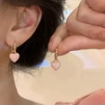 thumbnail image 3 of EOEMY 18K Gold Plated Pink/White Love Heart Huggie Dangle Drop Earrings Womens Jewelry-Pink, 3 of 8