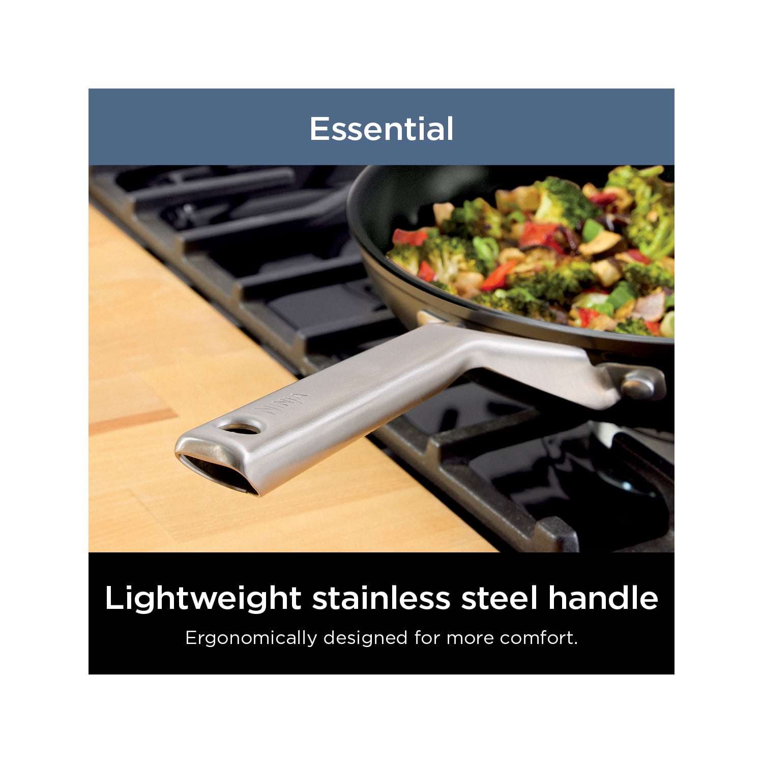 Ninja Extended Life Essential Ceramic 8-Inch Frying Pan, Black CW80020BK