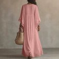 thumbnail image 3 of Yfalhf Women Boho Lace V‑Neck Batwing Sleeve Maxi Dress, Flow‑y Oversized Beach Vacation Dress, Photo‑Ready Long Dress for Summer Holiday Getaways,Pink,S, 3 of 5