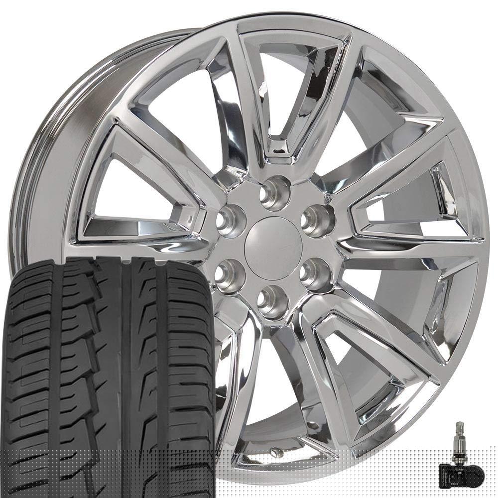 OE Wheels CV73 20 Inch Rims and Tires Fit Tahoe Style 6x139.7 20x8.5 Chrome with Chrome Insert - Hollander 5696 - iMove Gen 2 275/55-20 (Set of 4)