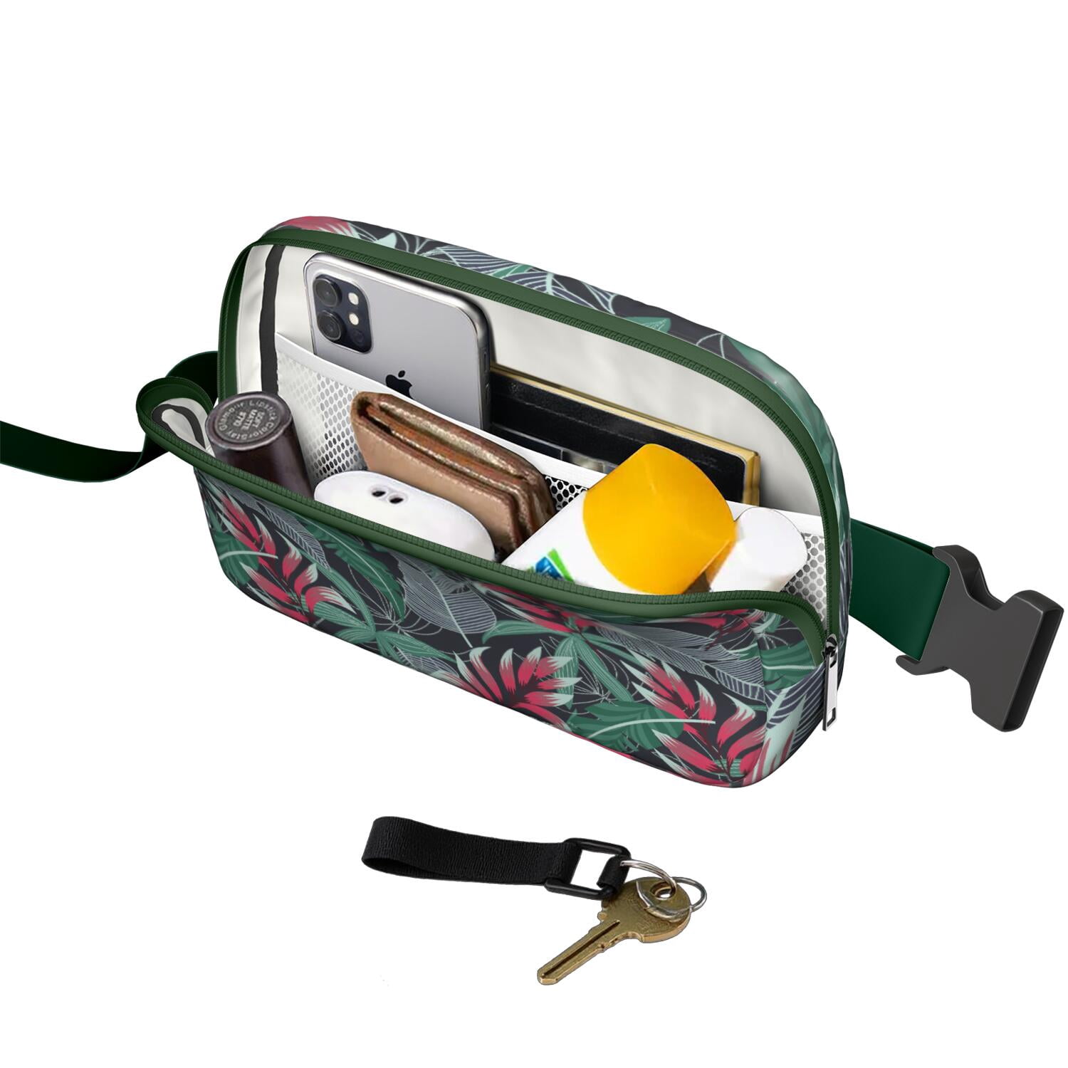 Hawaiian Jungle Leaf Belt Bag – Colorful Aloha Fanny Pack for Nature and Beach Lovers