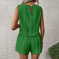 thumbnail image 5 of Women's Summer 2 Piece Short Sets Lounge Sleeveless Top Short Matching Outfits Casual Striped Vacation Sweatsuit Dark Green XL, 5 of 6