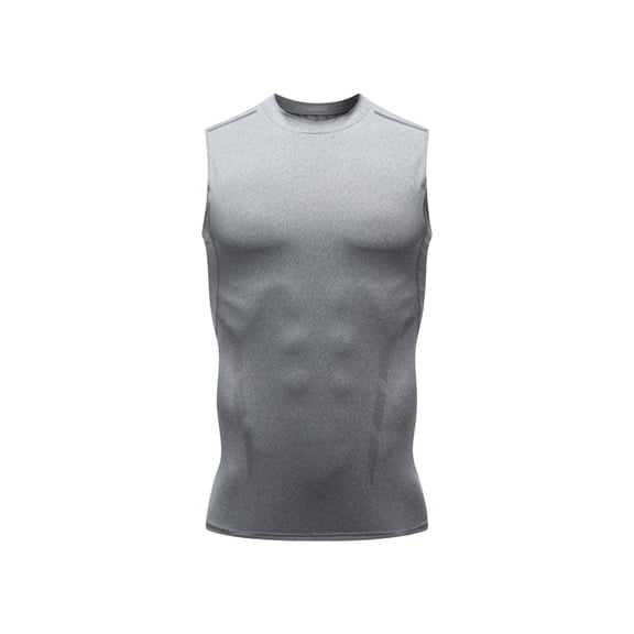 VSSSJ Men's Compression Tank Tops Sleeveless Round Neck Casual Running Muscle Shirts Breathable Gym Fitness Workout Training Shirt Gray XXXL