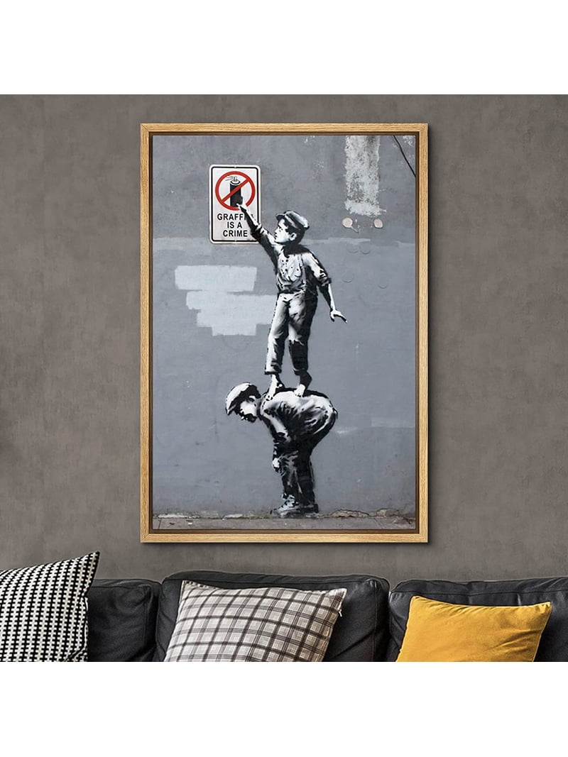 wall26 Framed Canvas Print Wall Art Banksy British Artist 1800s