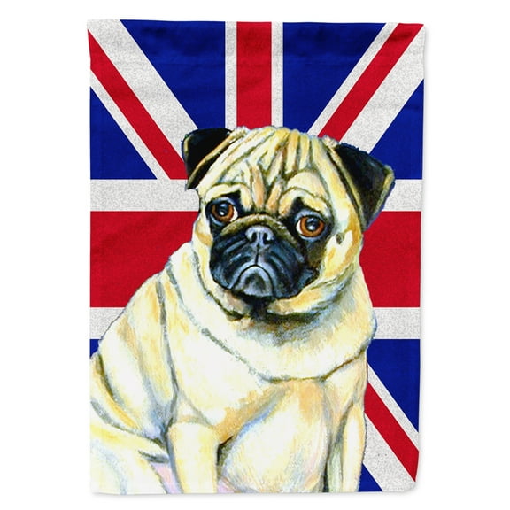 Carolines Treasures LH9494GF Pug with English Union Jack British Flag Garden Flag Garden Size multicolor