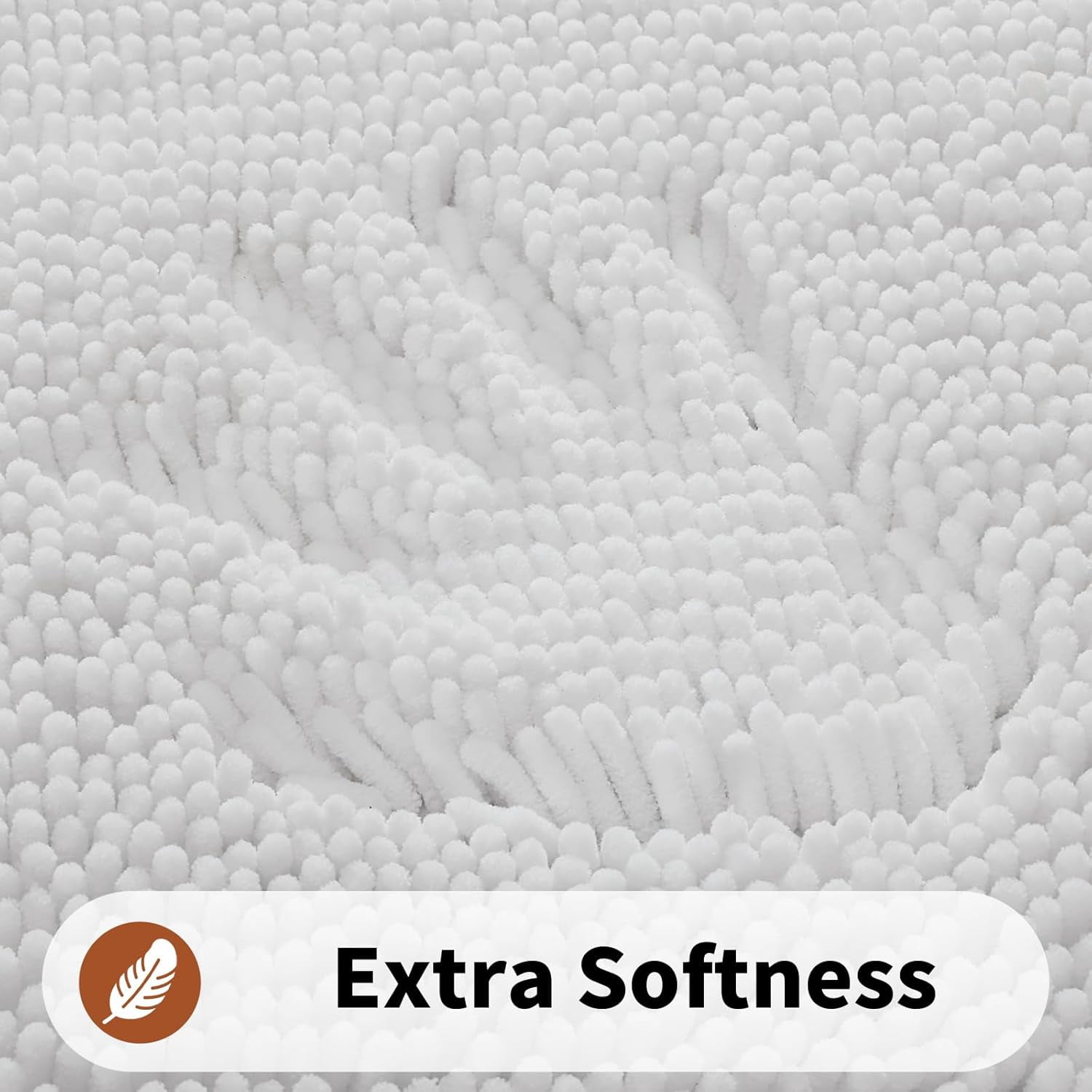 Luxury Shaggy Toilet Bath Mat U-Shaped Contour Rugs for Bathroom, 24.4 X 20.4 Inches, Soft and Comfortable, Maximum Absorbent, Dry Quickly, Non-Slip, Machine-Washable,Bright White