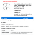thumbnail image 2 of Front ABS Wheel Speed Sensor Set 2 Piece - Compatible with 2005 - 2008 Dodge Magnum AWD 2006 2007, 2 of 2