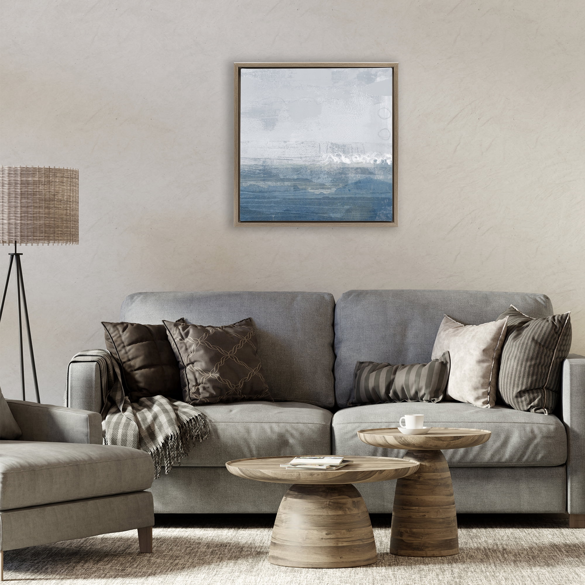 Stupell Industries Ocean Tide Abstract Brown Framed Floater Canvas Wall Art, design by Dan Meneely