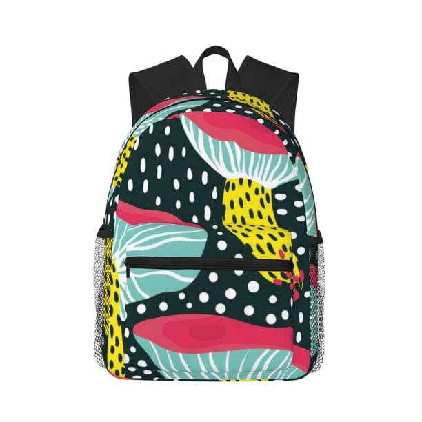 Disketp Green Mushroom Mochila Ligera Clásica con Múltiples Bolsillos, Mochila Casual para Hombre y Mujer, Ideal para Escuela, Trabajo y Viajes