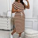 thumbnail image 4 of Vestido Corto de Manga Larga para las Mujeres Impresión Casual Cuello Redondo, Cintura Vendaje Estilo Vestido Casual de Manga Larga para las Mujeres, 4 of 9