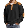 thumbnail image 2 of Men's Polo Shirt Long Sleeve Waffle Polo Tees Loose Fit Black Men's T-Shirts, 2 of 3