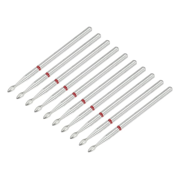 Unique Bargains 10 Pcs Emery Nail Drill Bit Set for Acrylic Nails 3/32 Inch Nail Art Tools 44.1mm Length Red