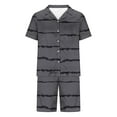thumbnail image 4 of Dovford Men's Pajamas Sets Casual Button Down Short Sleeve Shirt Set Striped Printed Shorts Sleepwear Homewear 2 Pieces Summer Fall 2024, 4 of 5