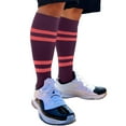 thumbnail image 3 of Couver Cotton Purple Striped Softball Baseball Sports Knee High Tube Socks, Bright Pink Medium, 3 of 7