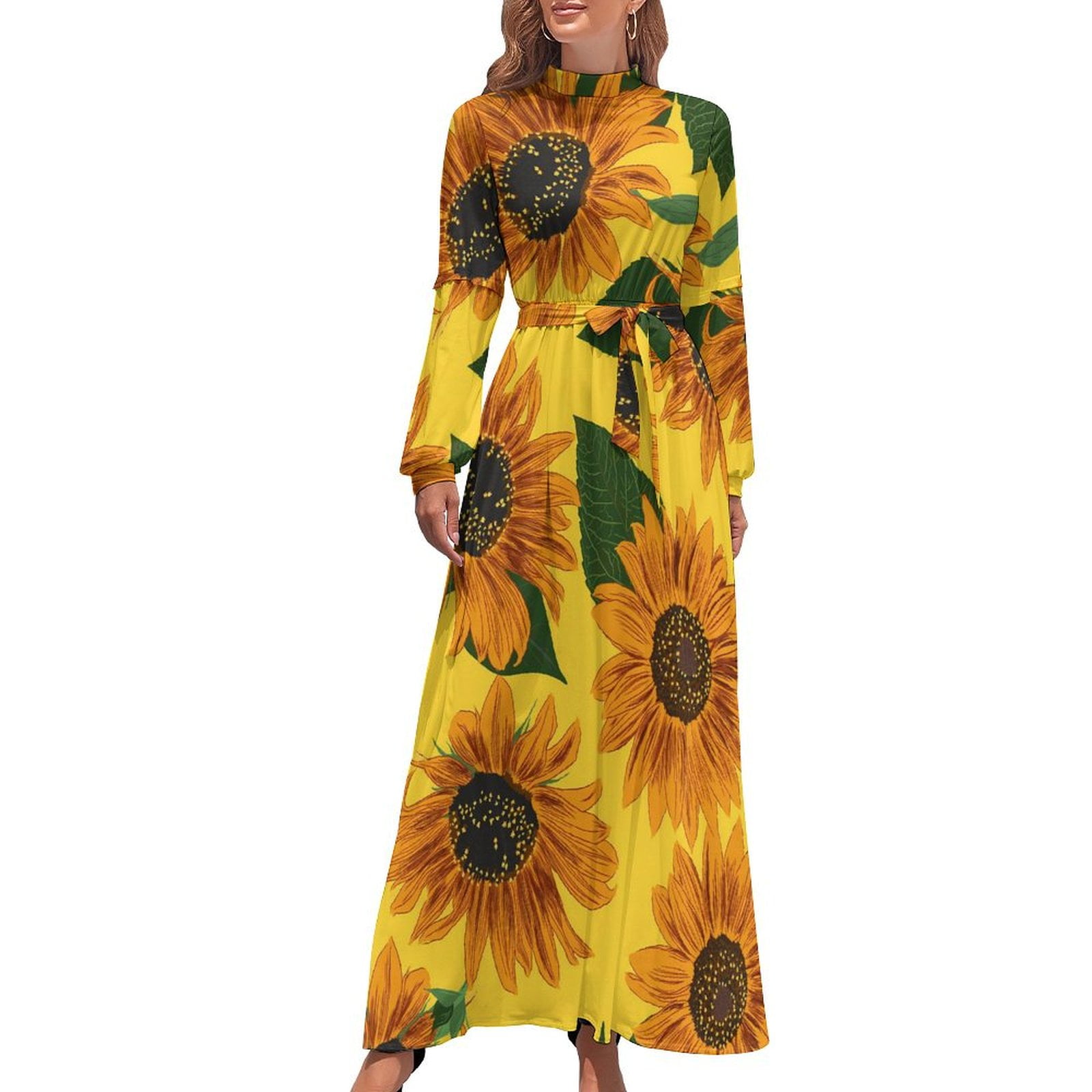 Simple Dresses For Women Women's Summer Sunflower Print Maxi Dress - Flowy  Loose Fit Long Dress With Pockets For Beach & Vacation Sunflower Dress With  Pockets