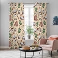 thumbnail image 4 of Tan Coffee Kitchen Curtains Window Panels, Vintage Latte Cafe Books Leaves Flowers Theme Insulated Window Treatment Curtain, Grommet Curtains for Bedroom/Living Room/Bathroom, 2 Piece 42"Wx84"L, 4 of 8