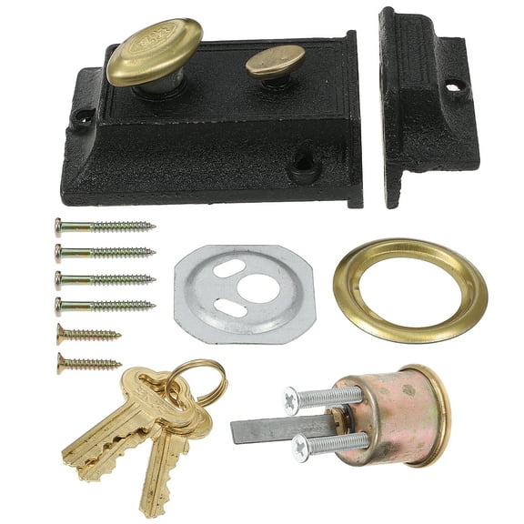 Vintage Style Timber Door Lock Deadbolt with Old Knob Replacement Latch and Handle in Copper Iron Finish