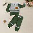 thumbnail image 2 of Winter Baby Boy Clothes Girl Fall Color Block Long Sleeve Elastic Waist 6 12 18 24 Months Everyday Outfit Set 2 Pcs Toddler Baby Boys Fall Winter Clothes Sweatshirt Pullover Tops + Joggers Pants Set, 2 of 5