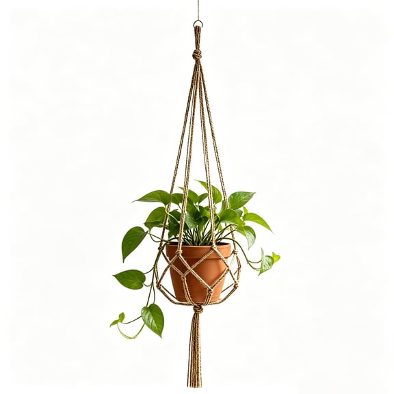 Macrame Plant Hanger,Indoor Hanging Planter Basket with Wood Beads Decorative Flower Pot Holder,Handmade Boho Hanging Planter Basket, Hanger Flower Pot Rope Wall Indoor Home Decor 1pc
