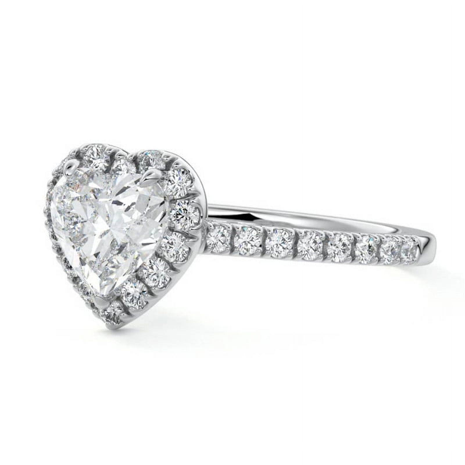 Bow Jewel 1.5 Ct Heart Shaped Diamond Ring for Women - 14K White Gold Plated Wedding Ring - Halo Style Engagement Ring for Her - Diamond Anniversary Proposal Ring for Women