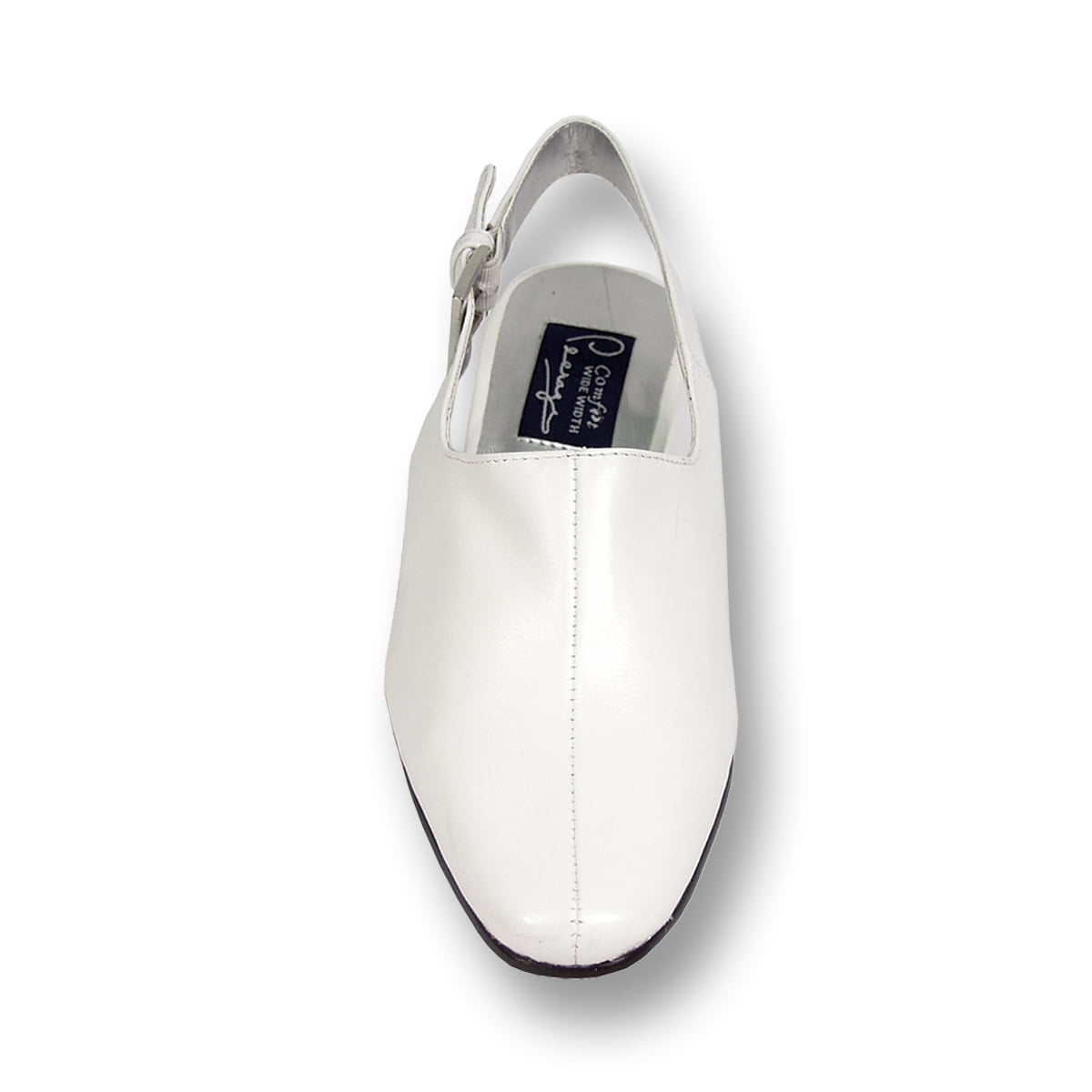 PEERAGE Zoe Women's Wide Width Leather Slingback Dress Pump WHITE 7.5