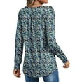 thumbnail image 4 of Shine Up Floral Blouses for Women Pleated Long Sleeve Shirts Casual Crewneck Tunic Tops, 4 of 7
