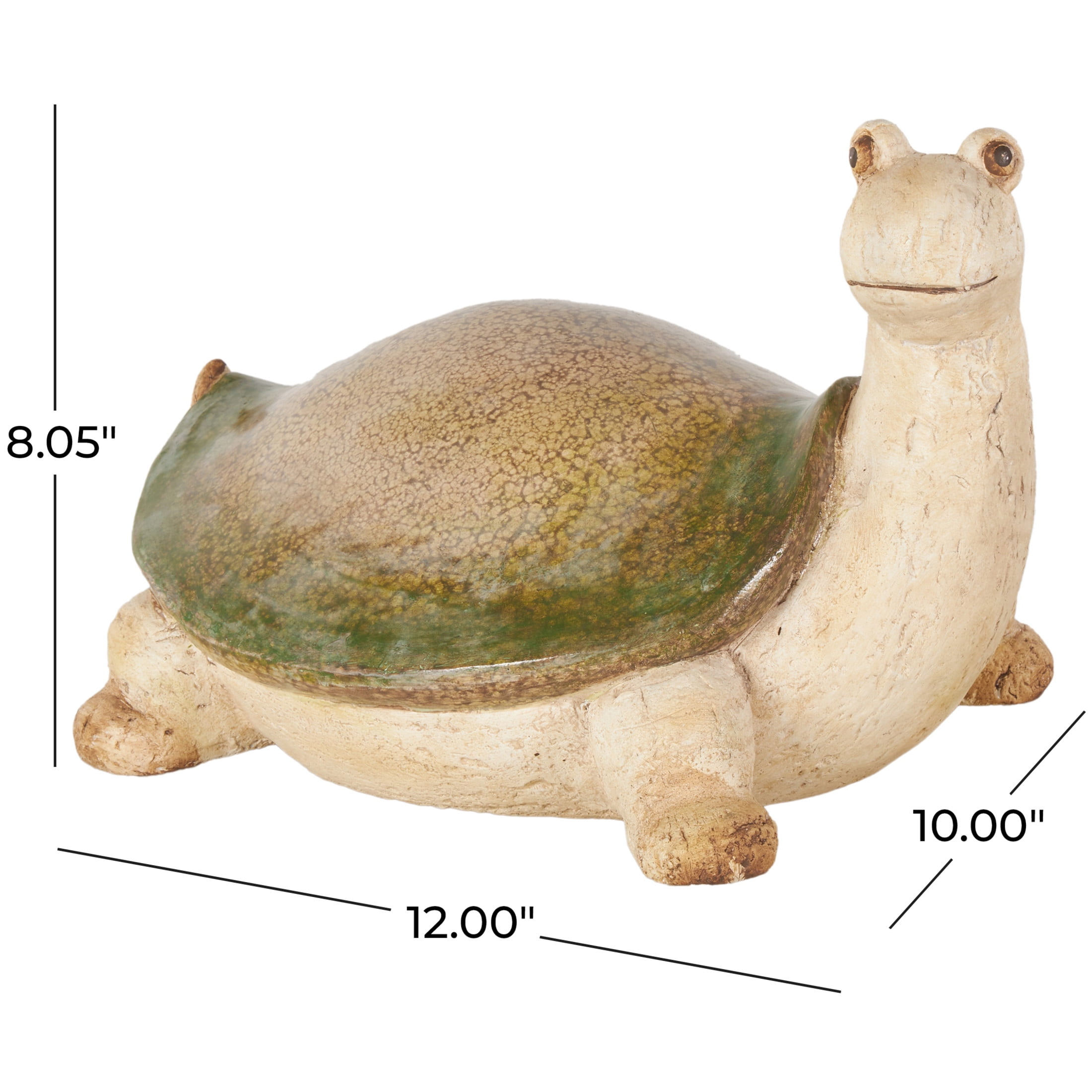 DecMode 8" Turtle Garden Sculpture with Green Shell
