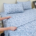 thumbnail image 4 of Bedmoon Soft Microfiber Adult Bed Sheet Set with Deep Pocket,4 Piece Full Sheet Set,Azure Floral, 4 of 5