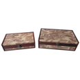 thumbnail image 1 of Lot de 2 Boîtes de Rangement Décoratives en Bois Rectangle Marron Vintage, 1 of 1