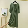 thumbnail image 2 of Hrsba Women's Nightgown Solid Color V Neck Loose 5-Sleeve Short Length Sleep Dress, 2 of 4