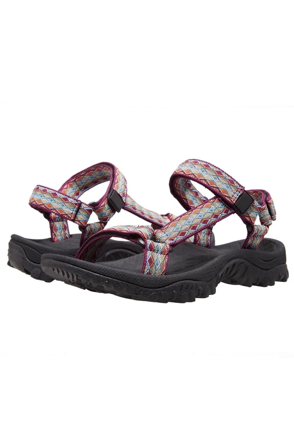 Women's Hiking Sandals Adjustable Comfort Sandals Outdoor Footbed Casual Flat Sandal Summer Trekking Purple