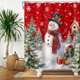 thumbnail image 4 of Duangreer Red Christmas Shower Curtain with Hooks, Cute Snowman with Plaid Scarf Winter Holiday Bathroom Curtain, Waterproof, 60"x72", 4 of 5