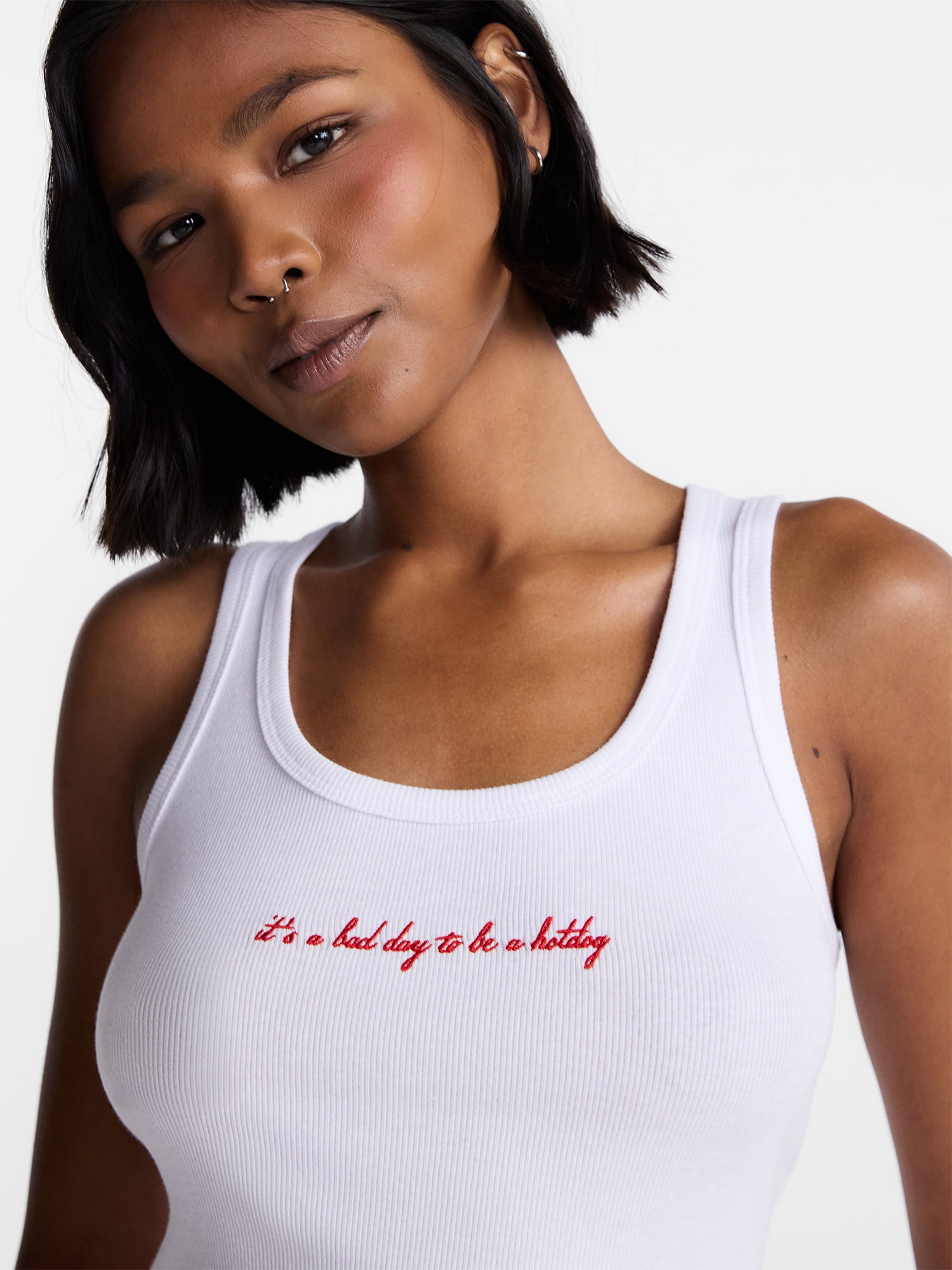 No Boundaries Ribbed Graphic Game-Day Tank Top, Women's and Women's Plus Sizes XXS-4X