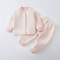thumbnail image 2 of Loopsun Toddler Thermal Sets, Toddler Outfits Solid Round Neck Long Sleeve Top and Long Pants Fleece Lined Loungewear 2 Piece Set Pink, 3-4 Years, 2 of 5