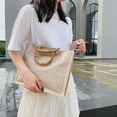 thumbnail image 3 of Bolsas de compras de lino de bambú para mujer, bolso grande sólido informal para mujer (A) Likrtyny Para estrenar, 3 of 9